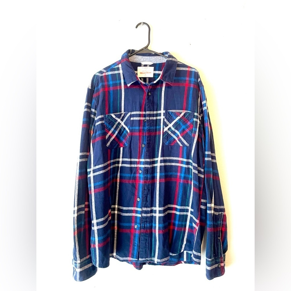 Urban Pipeline Men’s Blue Plaid Flannel Shirt Size XL Long Sleeve 100% Cotton